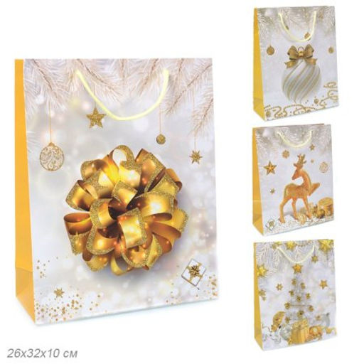 Цена за 12 шт. Пакет подарочный 26х32х10 / 362-33-M /уп 12/480/Новый год