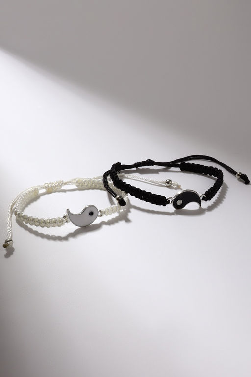 Цена за 2 шт. Браслеты парные «Неразлучники» инь-ян, толстая нить, чёрно-белые, d=7 см