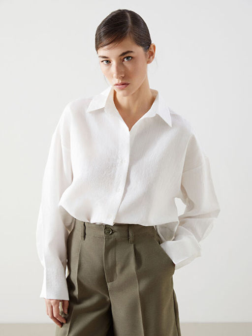 ?izgili Oversize Poplin Kad?n G?mlek