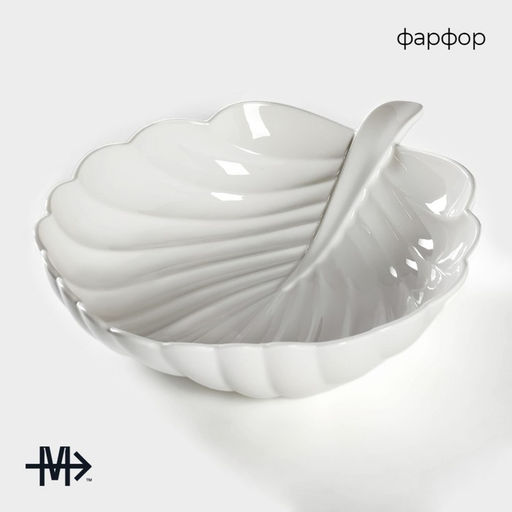 Салатник Magistro «Лист Бланш», 1.5 л, d=30 см, фарфор, белый