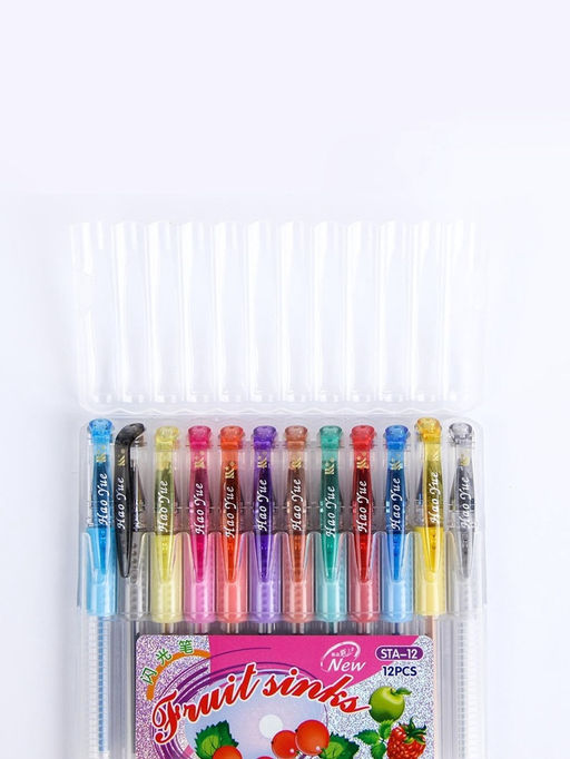 Набор гелевых ручек, 12 цветов, с блестками, с резиновым держателем, в пластиковой коробке - Simaland фото 4