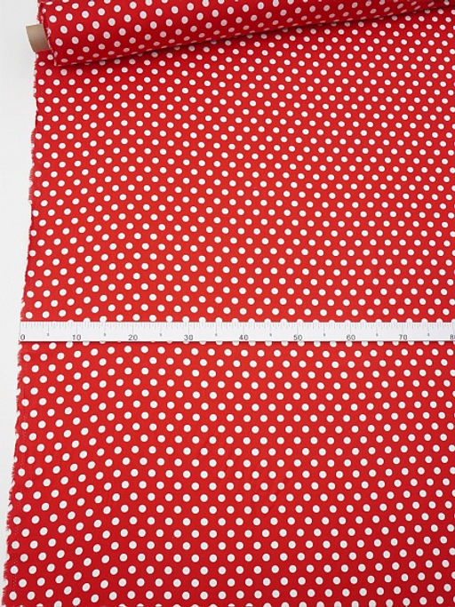 Штапель Белый горох (11мм) цв.красный, ш.1.45м, вискоза-100%, 95гр/м.кв - Купава фото 12