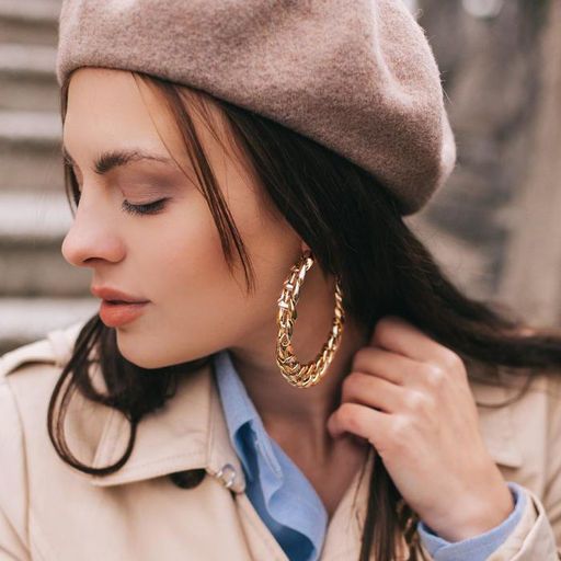 Серьги-кольца Цепь, цвет золото, d=8 см - Queen fair фото 2