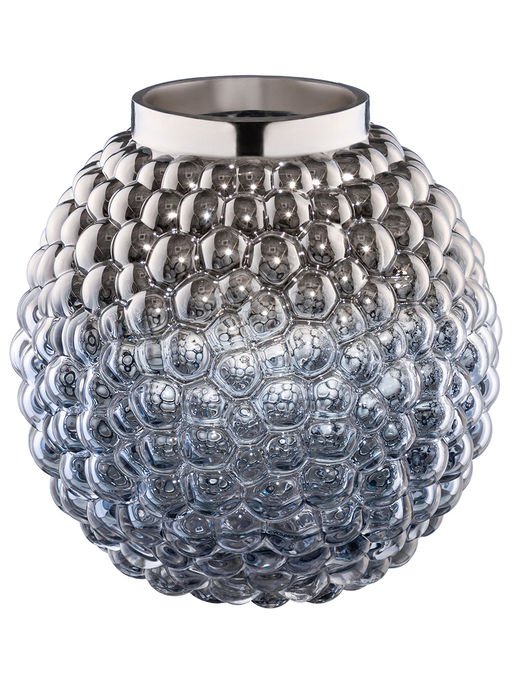 Ваза 18,5*18,5*19 см 2,2 л, бежево - синяя, стекло