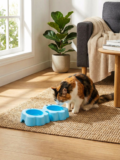 Миска двойная «Приведение», 2×160 мл, пластик, голубая