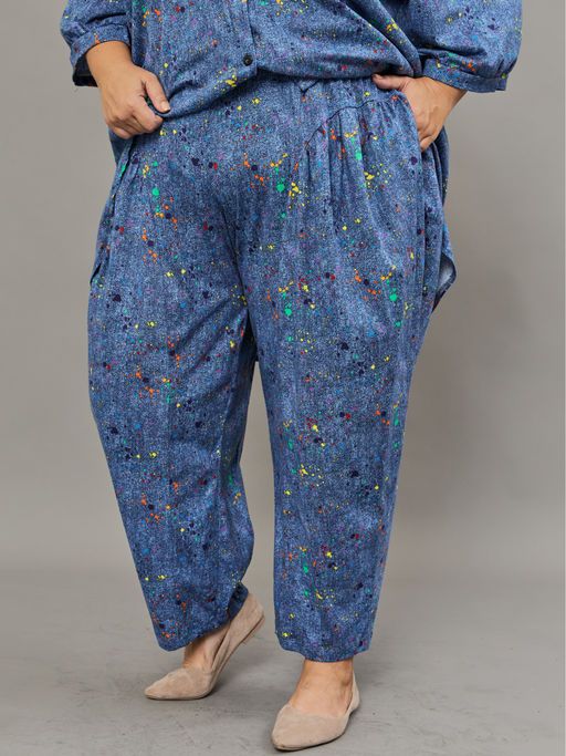 Костюм женский с брюками больших размеров (К-01 клякса)