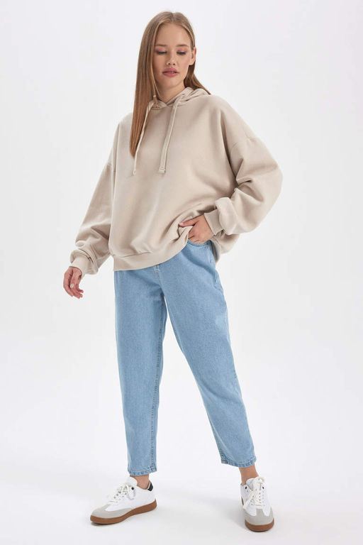 толстая толстая толстовка с капюшоном свободного кроя - Defacto фото 2