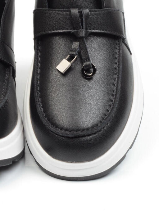 01-5281-1BLACK Ботинки демисезонные женские (натуральная кожа, байка)