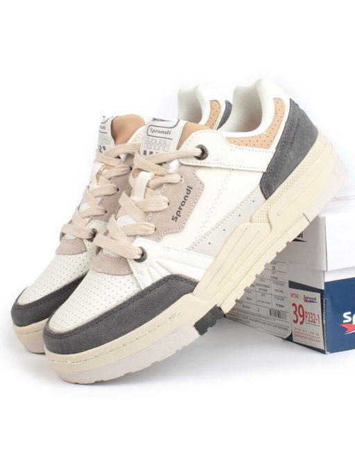 05-P232-1 DK. GRAY/BEIGE Кроссовки женские (натуральная замша, искусственная кожа)