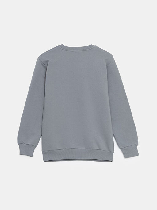 Bisiklet Yaka Bask?l? Erkek ?ocuk Sweatshirt
