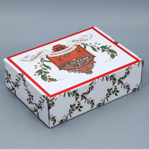 Коробка подарочная новогодняя складная «Ретро почта», 30.5×22×9.5 см, Новый год