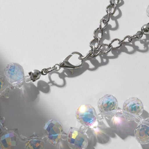 Браслет из бусин «Блеск», L=16 см, радужный в серебре