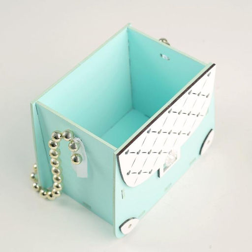 Кашпо деревянное 15,5х10х12 см Сумочка, тиффани пастель-белый - Дарим красиво фото 3