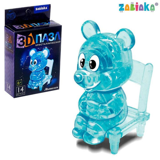 3D пазл Мышка, кристаллический, 14 деталей, цвета МИКС
