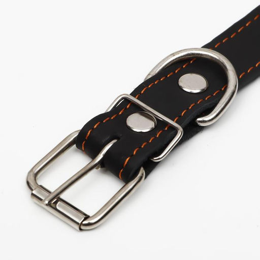 Ошейник кожаный на синтепоне, безразмерный, 65 х 3 см, ОШ 22-55 см, чёрный - Пижон фото 4