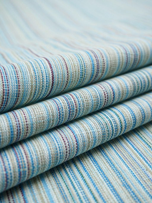 Полулен пестротканый "Бирюзово-голубой меланж - полоска", СОРТ2, ш.1.5м, лен-50%, хлопок-50%, 150гр/м.кв