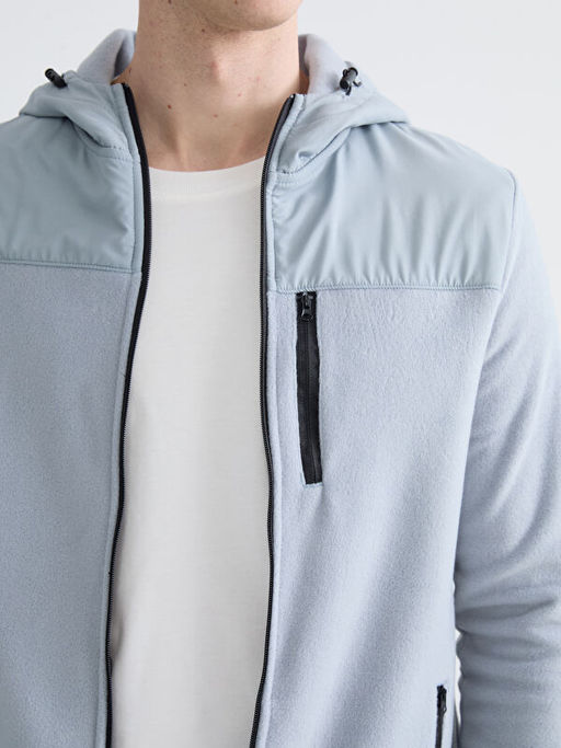 Kap??onlu Polar Erkek Fermuarl? Sweatshirt