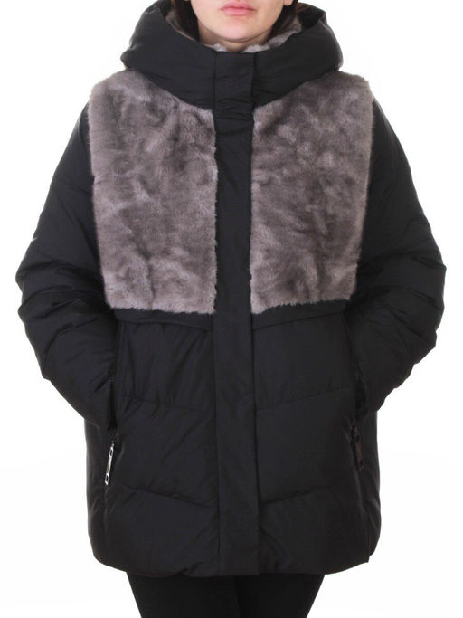 M-8869 BLACK Куртка зимняя женская (150 гр. холлофайбер)