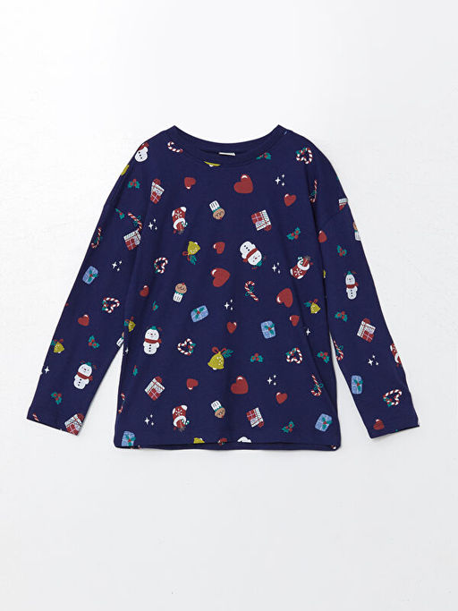 Bisiklet Yaka Y?lba?? Temal? K?z ?ocuk Pijama Tak?m?