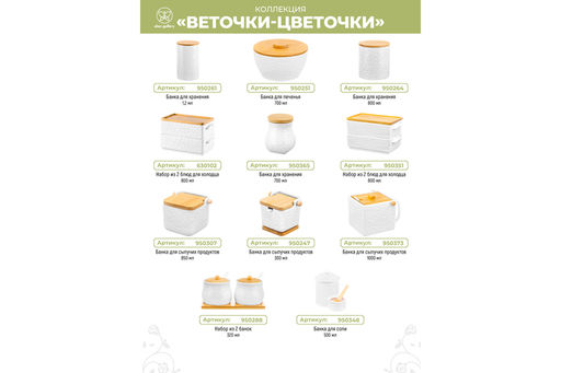 Набор 4 пр. - Сахарница+Вазочка под зуб.и набор для спец.2 пр.на бам.под 20*17*9 см "Веточки-цветочк