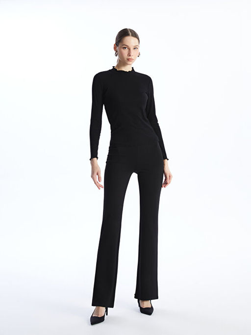 Dik Yaka D?z Uzun Kollu Kad?n Ti??rt