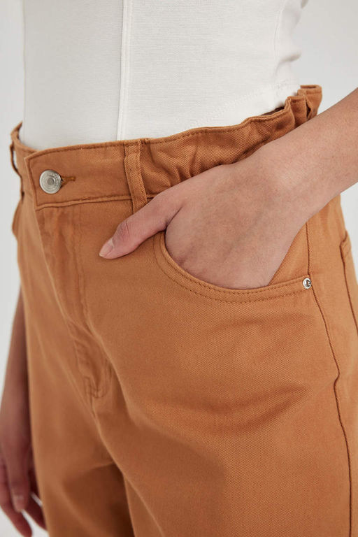 Брюки Cool Paperbag Cargo из габардина из 100 % хлопка - Defacto фото 8