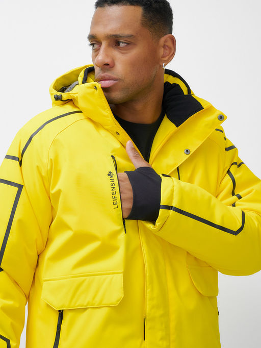 Горнолыжный костюм мужской зимний желтого цвета 390J - Leifensh фото 17