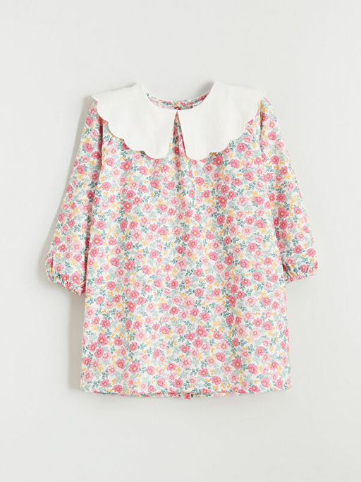 Bebe Yaka ?i?ekli K?z ?ocuk Elbise