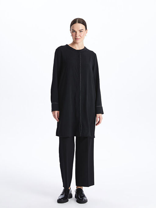 Hakim Yaka D?z Uzun Kollu Kad?n Tunik