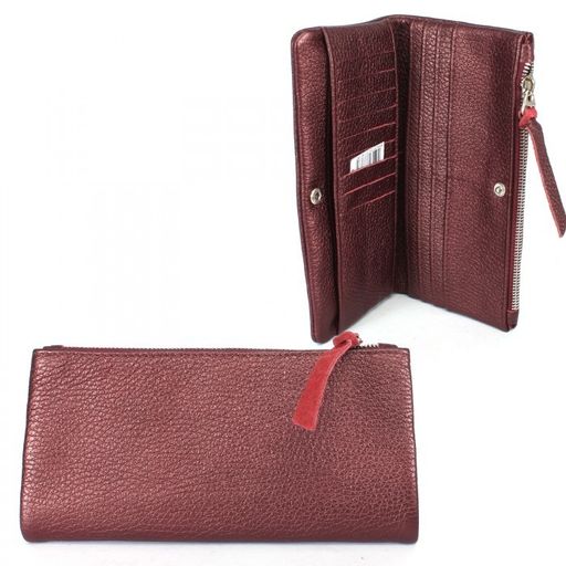 Портмоне женское Croco-ПР-800 натуральная кожа 3 отд, 14 карм, бордо металлик (232) 239937