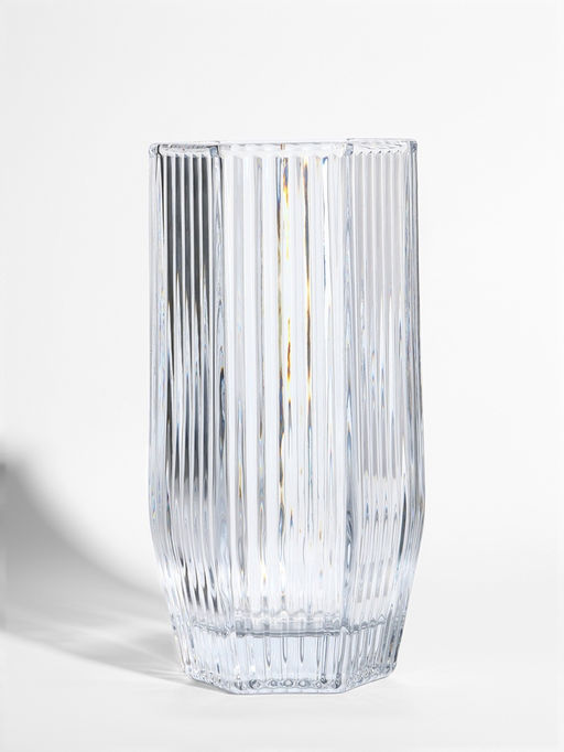 Ваза для цветов «Эдисон», линии, 28×13.5 см, стекло, прозрачная