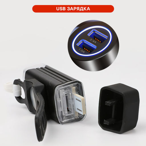 Фонарь передний COMIRON FR18 корпус: алюминий +ABS свет CREE XPG LED 350m; аккум: 3.7V 2000 mAh USB влагозащищённый, индикация заряда /уп 120/ - ГалеонТрейд фото 2