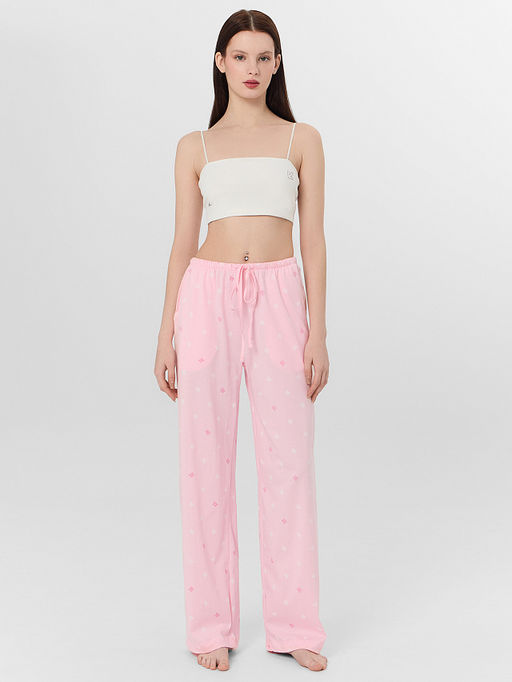 Брюки домашние женские розовые с узором