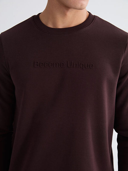 Bisiklet Yaka Bask?l? Erkek Sweatshirt