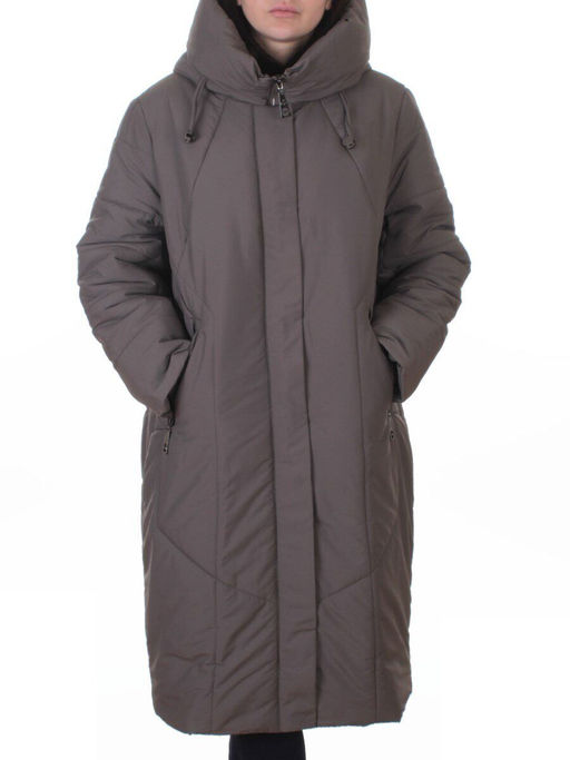 A615 GRAY/BEIGE Пальто зимнее женское (верблюжья шерсть, 120 гр. холлофайбер) - Фабричный китай фото 3