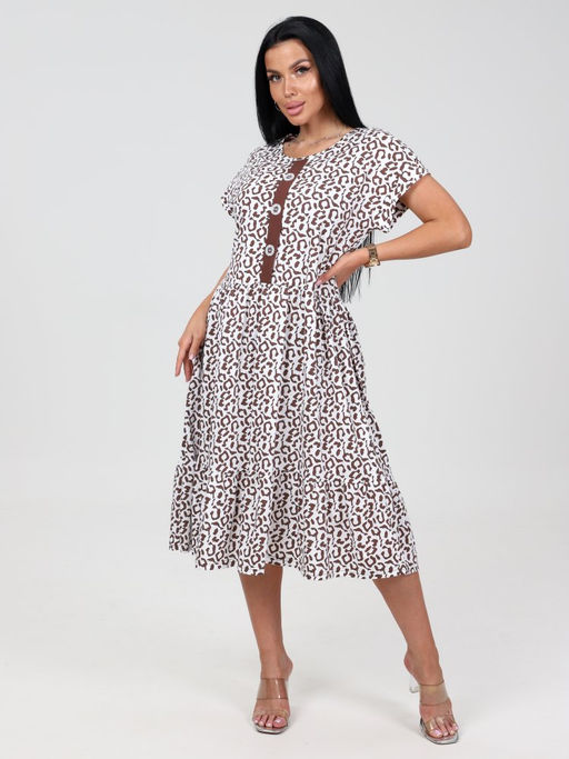 761 ЖЕНСКОЕ ПЛАТЬЕ (Коричневый/белый) - А-дина фото 2