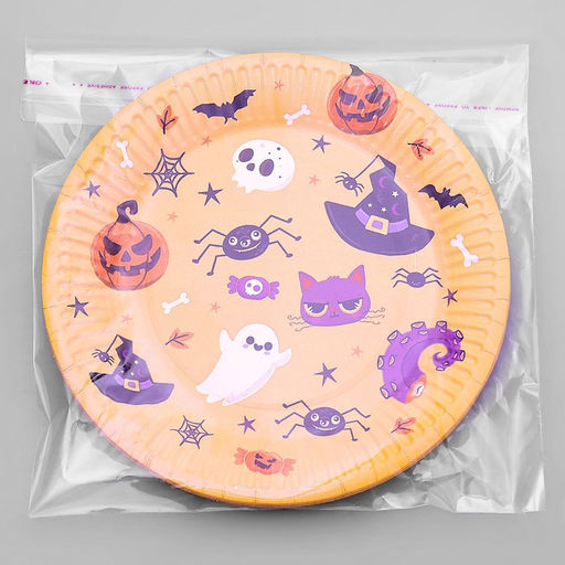 Цена за 10 шт. Тарелка бумажная Halloween, 18 см. - Страна карнавалия фото 7