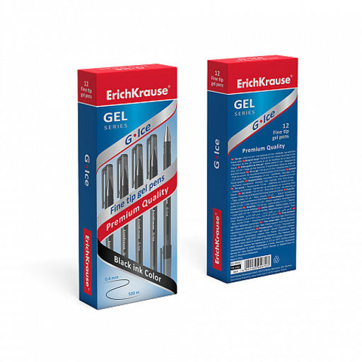 Цена за 12 шт. Ручка гелевая ErichKrause G-Ice Stick Original 0.5, цвет чернил синий (в коробке по 12 шт.) фото 8