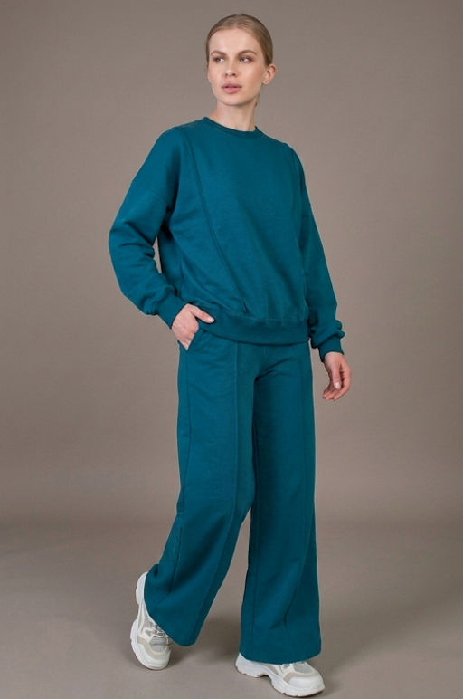 Арт. 2359/4 Костюм с брюками женский 44-52 Цвет:верх- изумруд, низ- изумруд