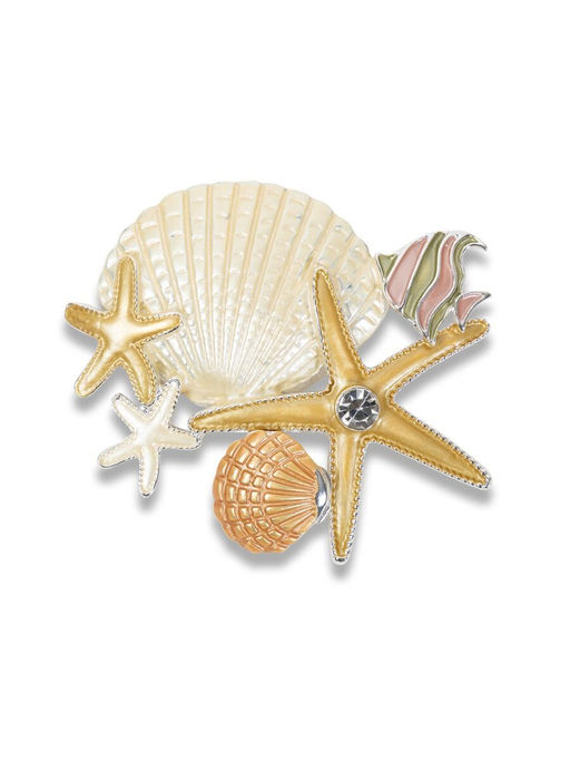Брошь-магнит Морская раковины и перламутровые звезды - Модные истории фото 3