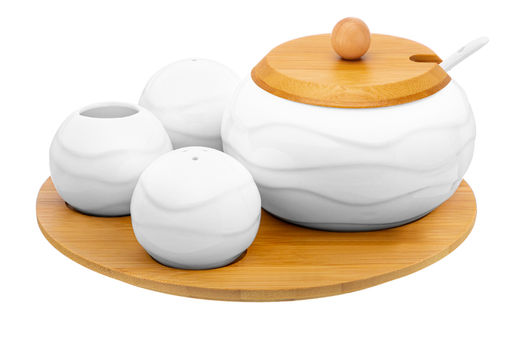 Набор 4 пр. 20,5*20,5*10 см Айсберг волны- Сахарница+Вазочка п/зубоч. и набор д/спец.2 пр.на бам.п - Elan gallery фото 21