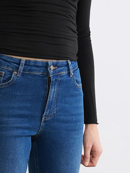 Y?ksek Bel Flare Kad?n Jean Pantolon