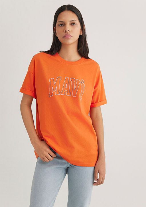 Mavi Logo Bask?l? Turuncu Tisort  фото 2
