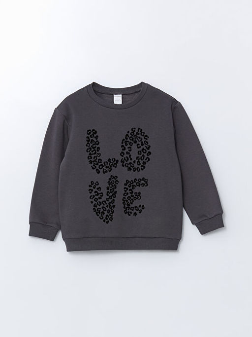 Bisiklet Yaka Leopar Desenli K?z ?ocuk Sweatshirt ve Tayt 2li