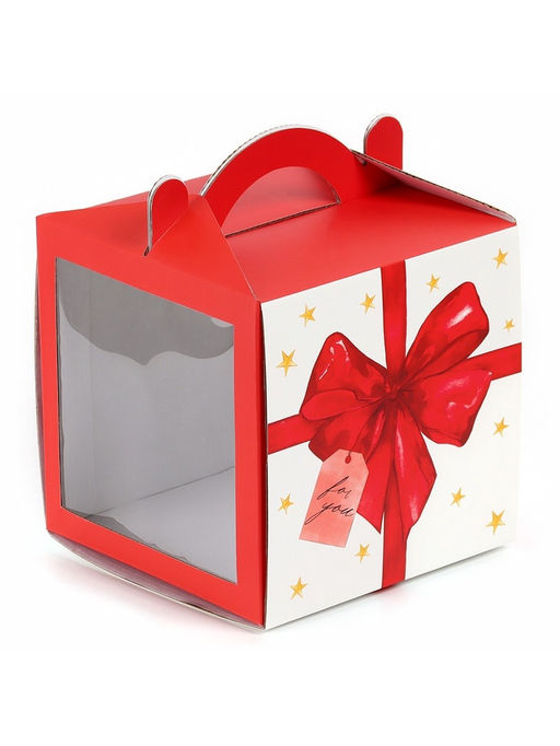 Цена за 5 шт. Коробка кондитерская с окном, сундук, «Бант», 20×20×20 см