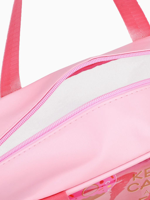 Косметичка на молнии для бассейна, большая, с ручками, с ярким принтом, розовая