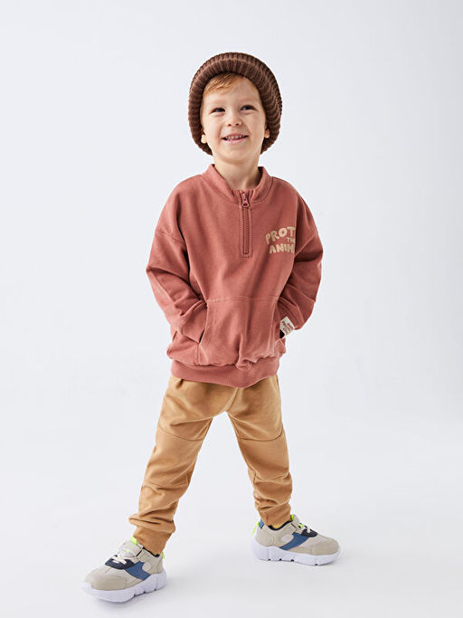 Dik Yaka Uzun Kollu Bask?l? Erkek Bebek Sweatshirt ve E?ofman Alt 2li Tak?m - Waikiki фото 3