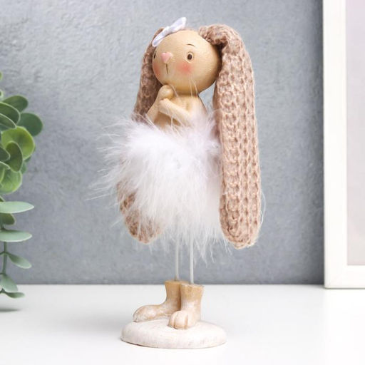Фигурка полистоун Заюшка с бантиком в пуховой юбочке, 27?5?5.8 см
