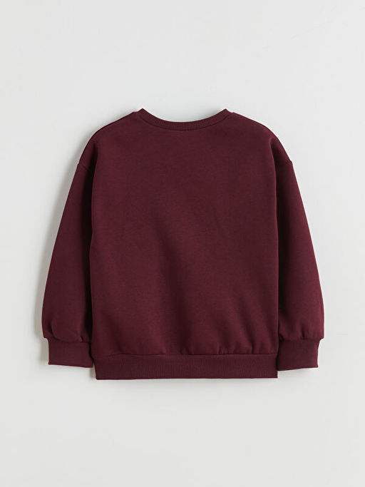 Bisiklet Yaka Stitch Bask?l? K?z ?ocuk Sweatshirt