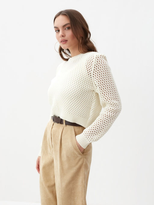 Джемпер сетка женский MIST Knitwear, размер 46 (L), цвет молочный